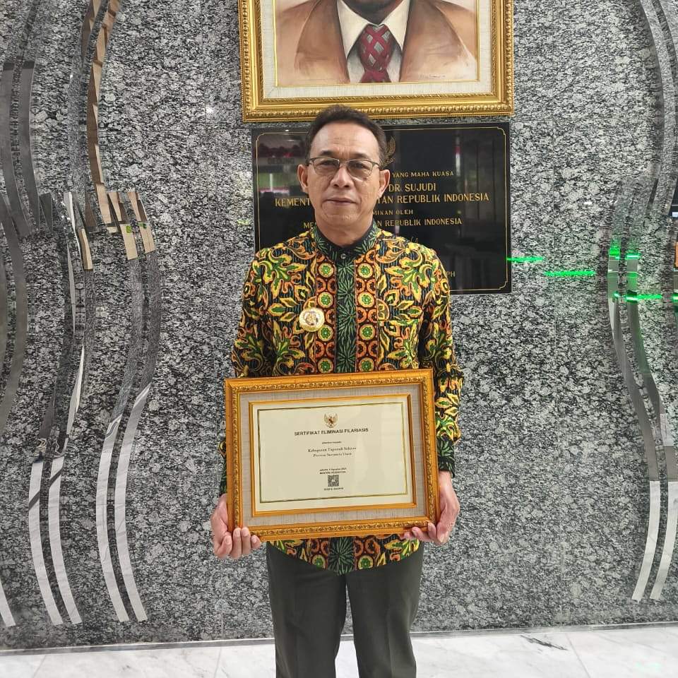 Tapsel Raih Sertifikat Eliminasi Filariasis dari Kemenkes RI