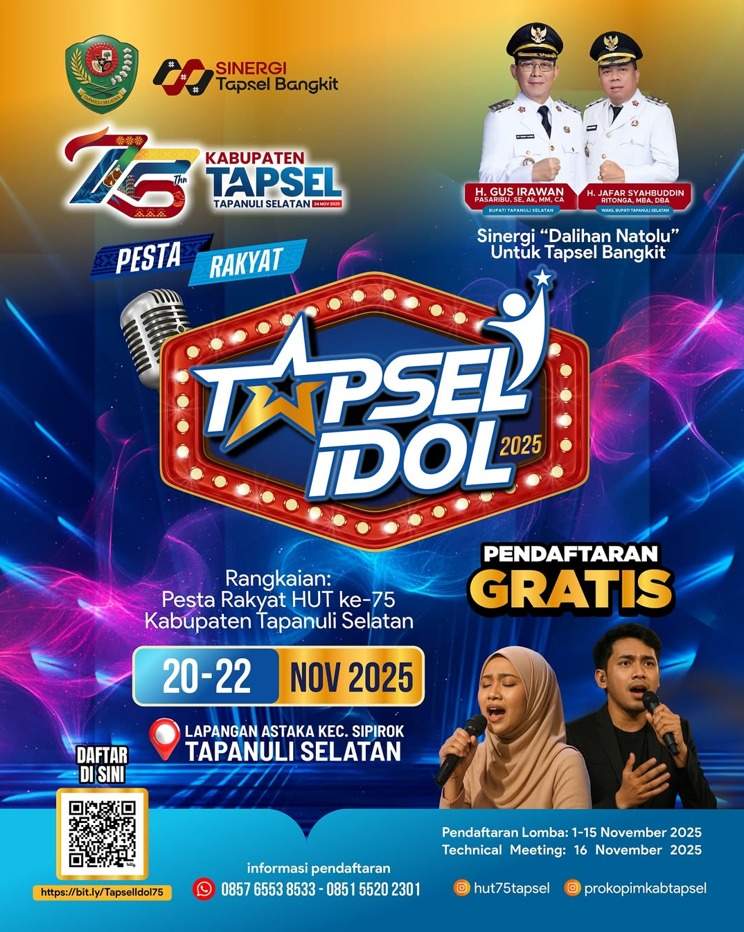 Tapsel Idol merupaka salah satu rangkaian acara untuk memeriahkan Pesta Rakyat HUT ke-75 Kabupaten Tapanuli Selatan